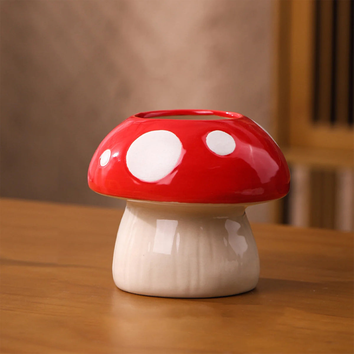Mushroom Ceramic Vase, Red & Pink Toadstool Planter