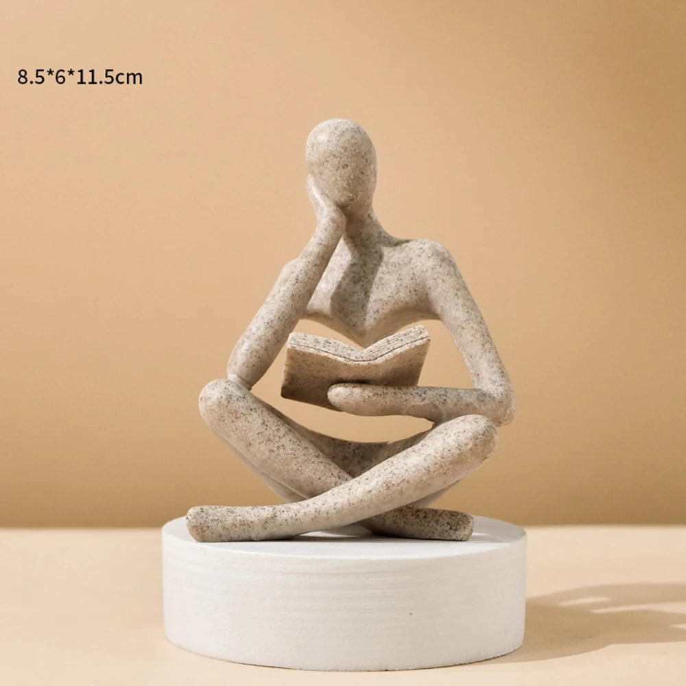 Abstract Thinker Statue, Modern Sculpture for Shelf Decor