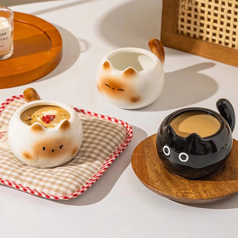 Cat Coffee Cup, Cute Ceramic Kitten Mug (210ml)