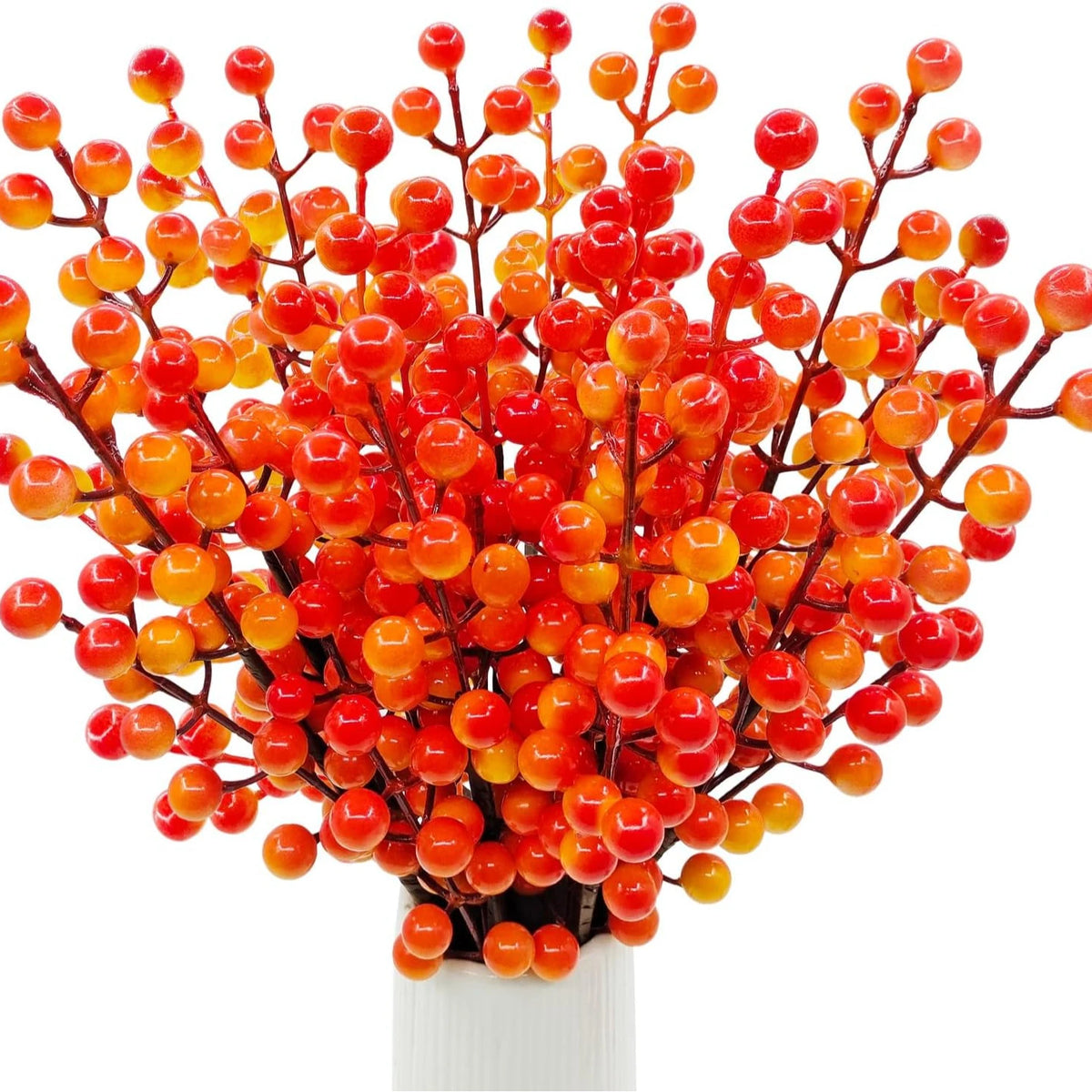 Faux Fall Berry Stems, Orange Bittersweet Picks (10 Pcs)