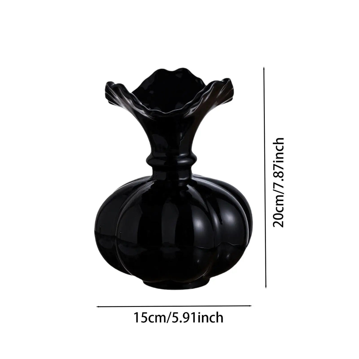 Ceramic Pumpkin Vase, Ruffled Neck Bud Vase