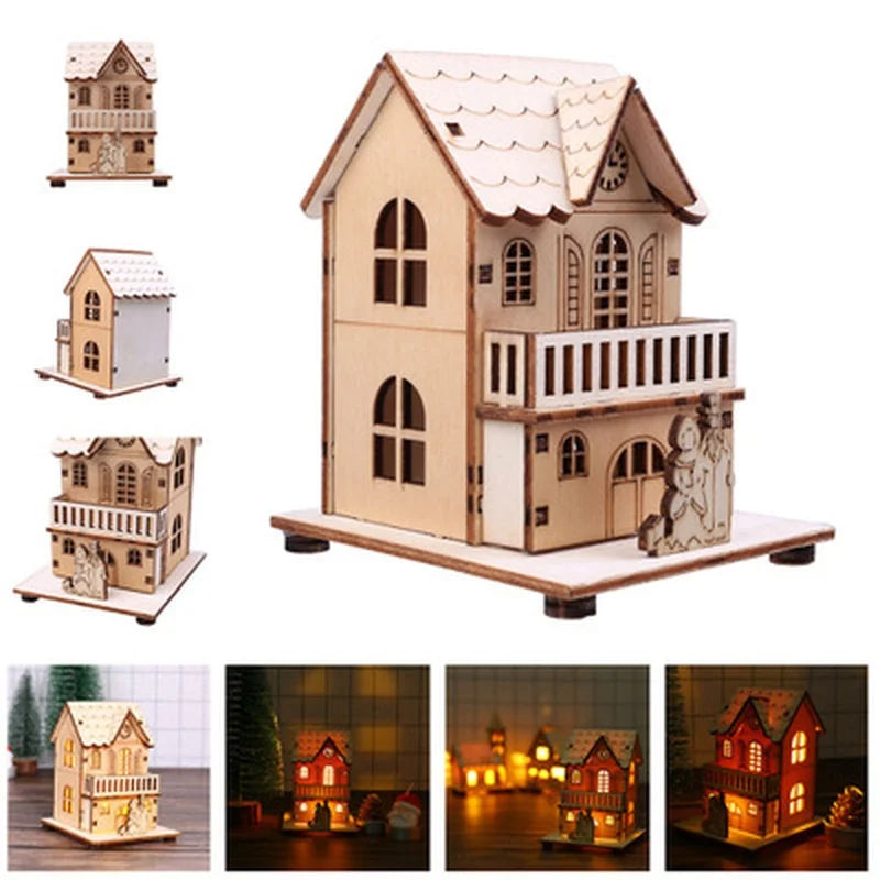 Lighted Wooden Christmas House, LED Church, Cottage or Chalet