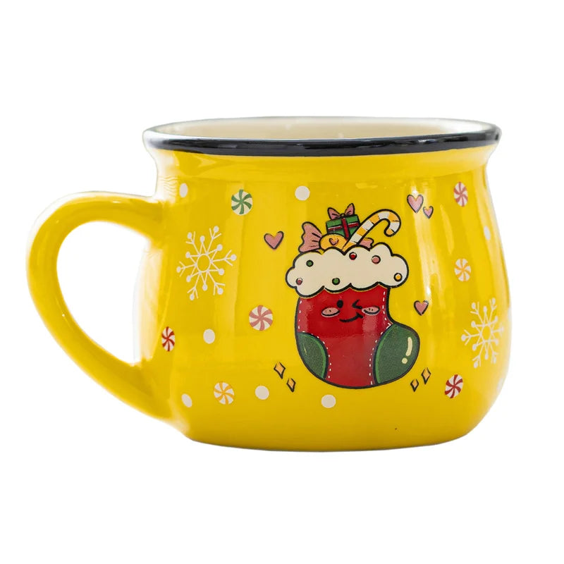 Christmas ceramic mug, yellow Christmas boot design