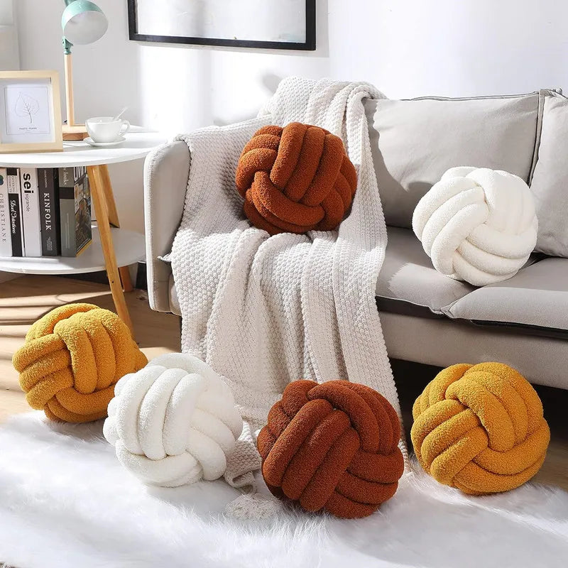 Knot Pillow, Handmade Plush Knotted Ball Cushion