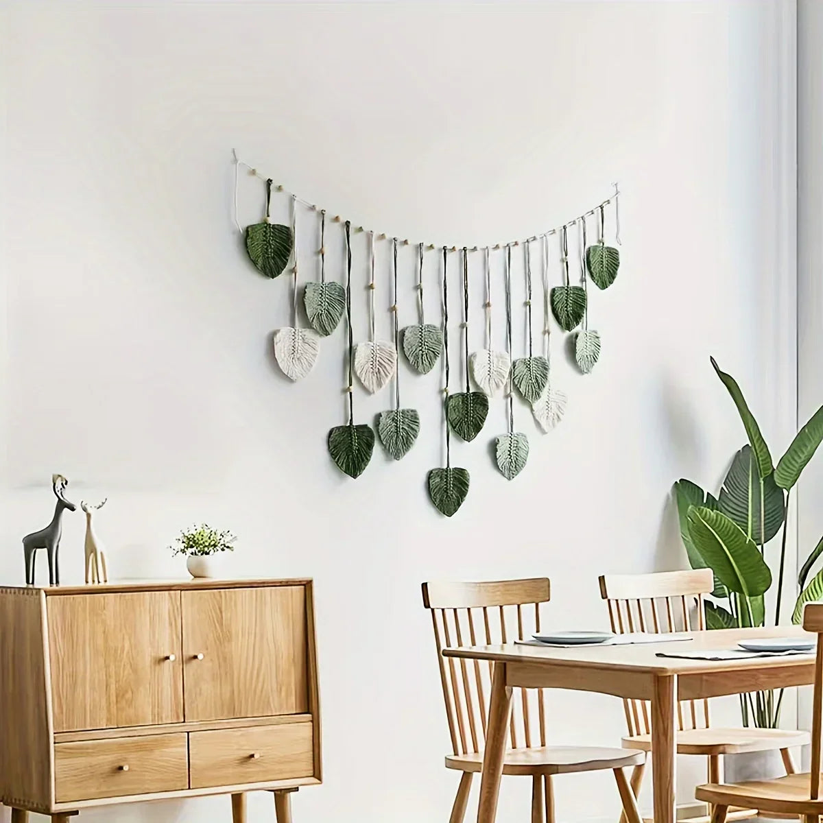 Boho Green Leaf Woven Wall Hanging product photo 5