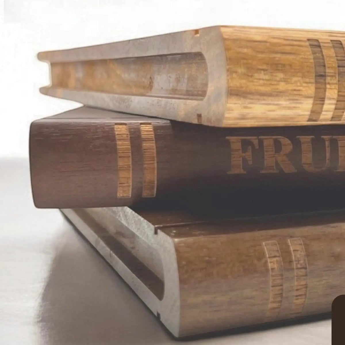 Book Cutting Boards, Acacia Wood Set of 3 with Stand
