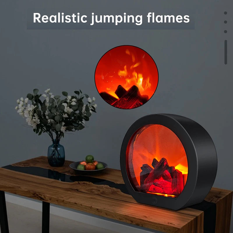 Fireplace Lantern, Flickering Log Flame LED Lamp
