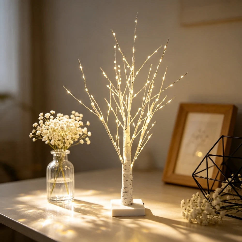 Lighted Birch Tree, 144 LED Warm White Tabletop Tree Light