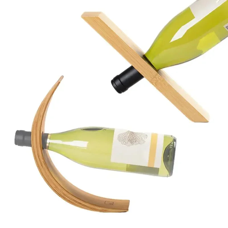 Balancing Wine Bottle Holder, Bamboo Tabletop Wine Rack