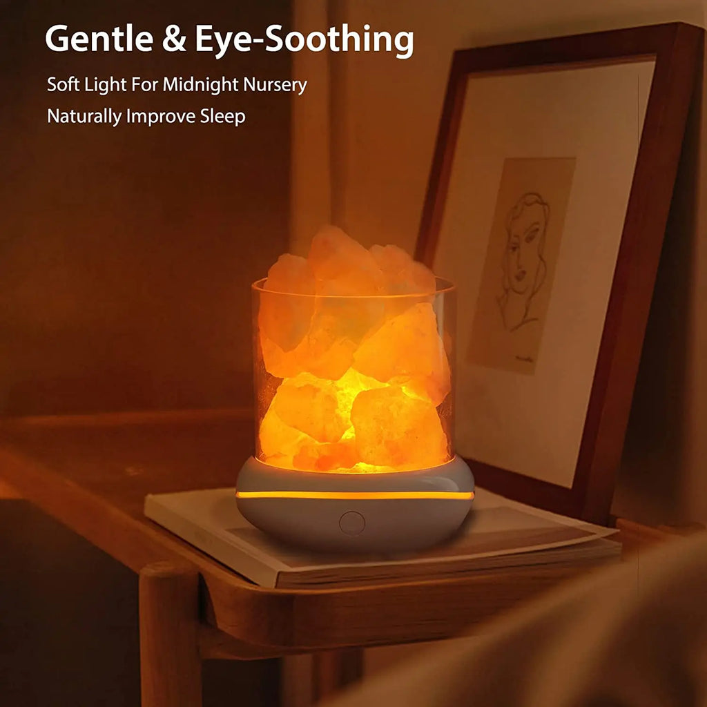Himalayan Salt Lamp, USB Crystal Night Light with Aroma Pad