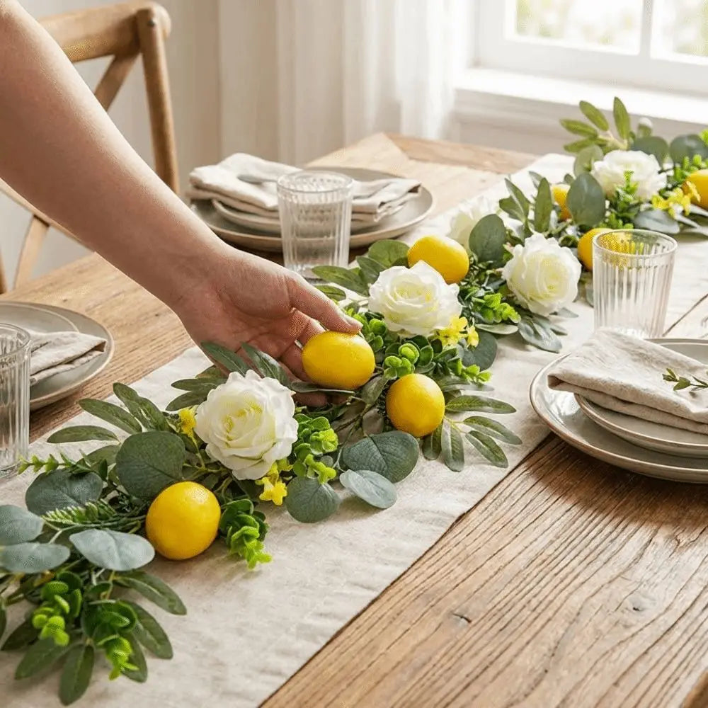 Lemon & Eucalyptus Garland, Faux Greenery Vine