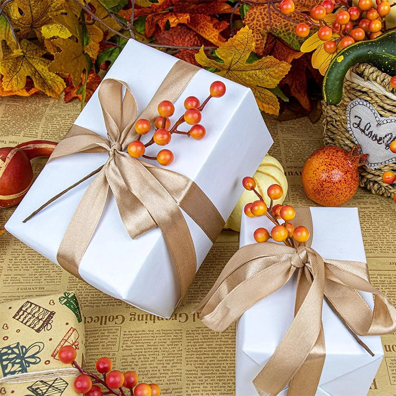 Faux Fall Berry Stems, Orange Bittersweet Picks (10 Pcs)