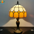 Tiffany-Style Checkered Glass Table Lamp, 8 Inch Bedside Lamp