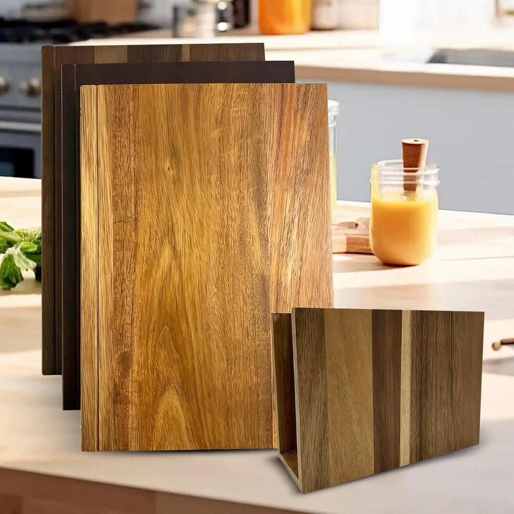 Book Cutting Boards, Acacia Wood Set of 3 with Stand