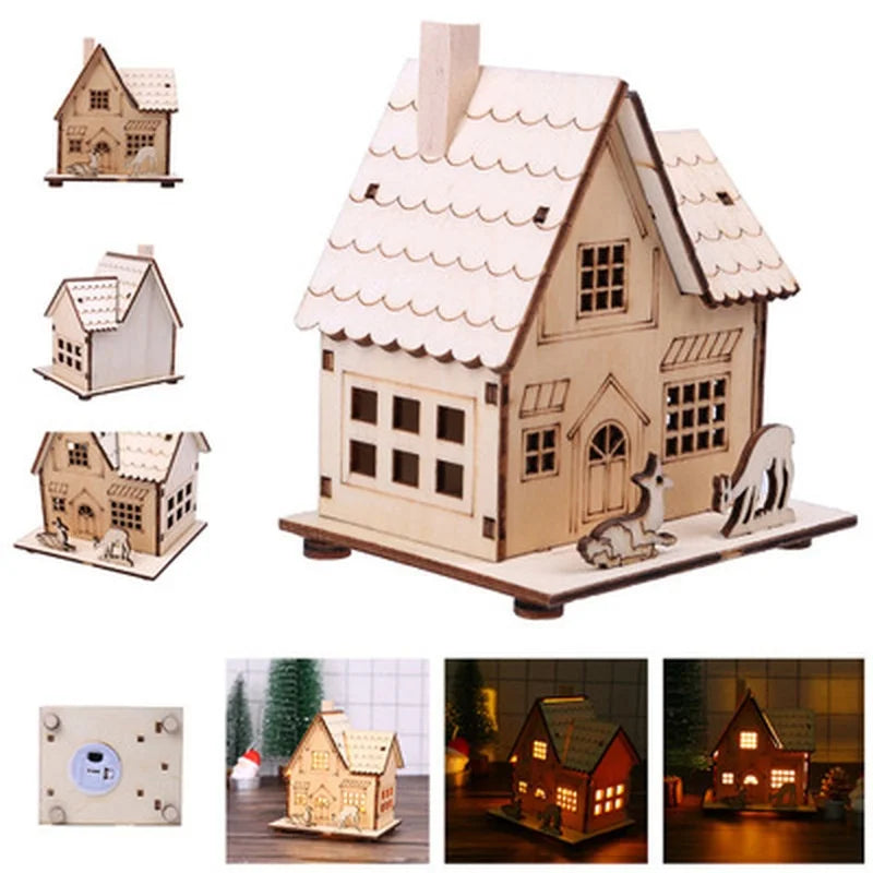 Lighted Wooden Christmas House, LED Church, Cottage or Chalet