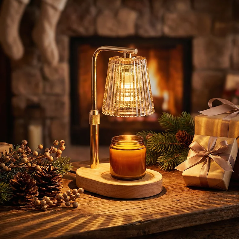 Candle Warmer Lamp with Timer, Dimmable Fluted Glass Wax Melt Lamp
