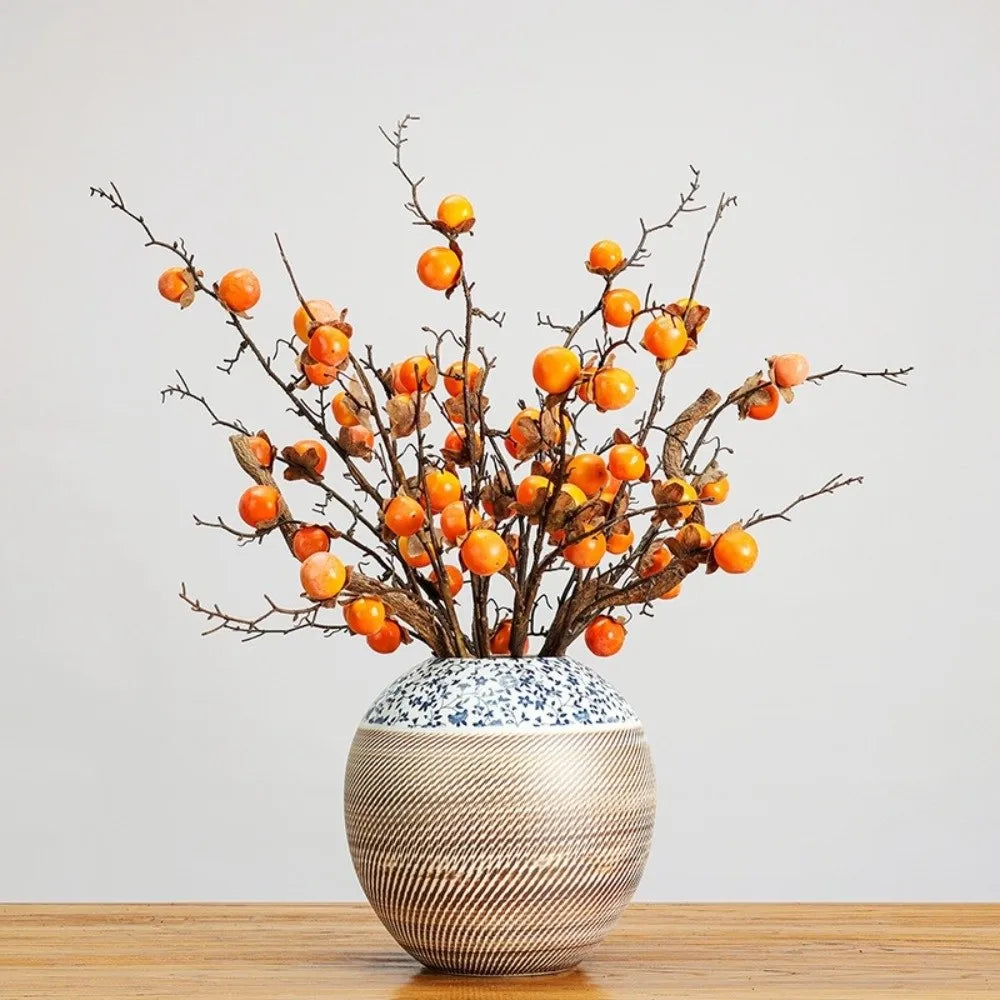Faux Persimmon Branch, 88 cm Artificial Fall Fruit Stem