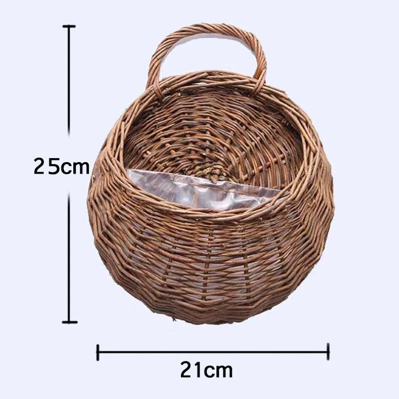 Rattan wall hanging flower basket