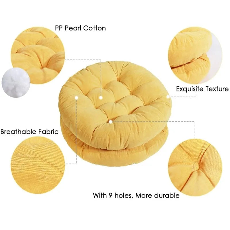 Tufted Corduroy Floor Cushion, Round Floor Pillow Seat