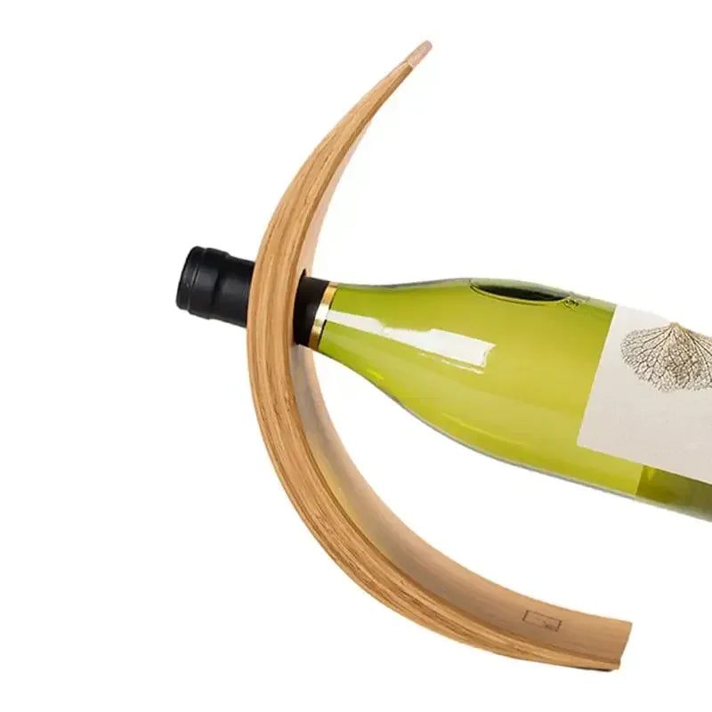 Balancing Wine Bottle Holder, Bamboo Tabletop Wine Rack