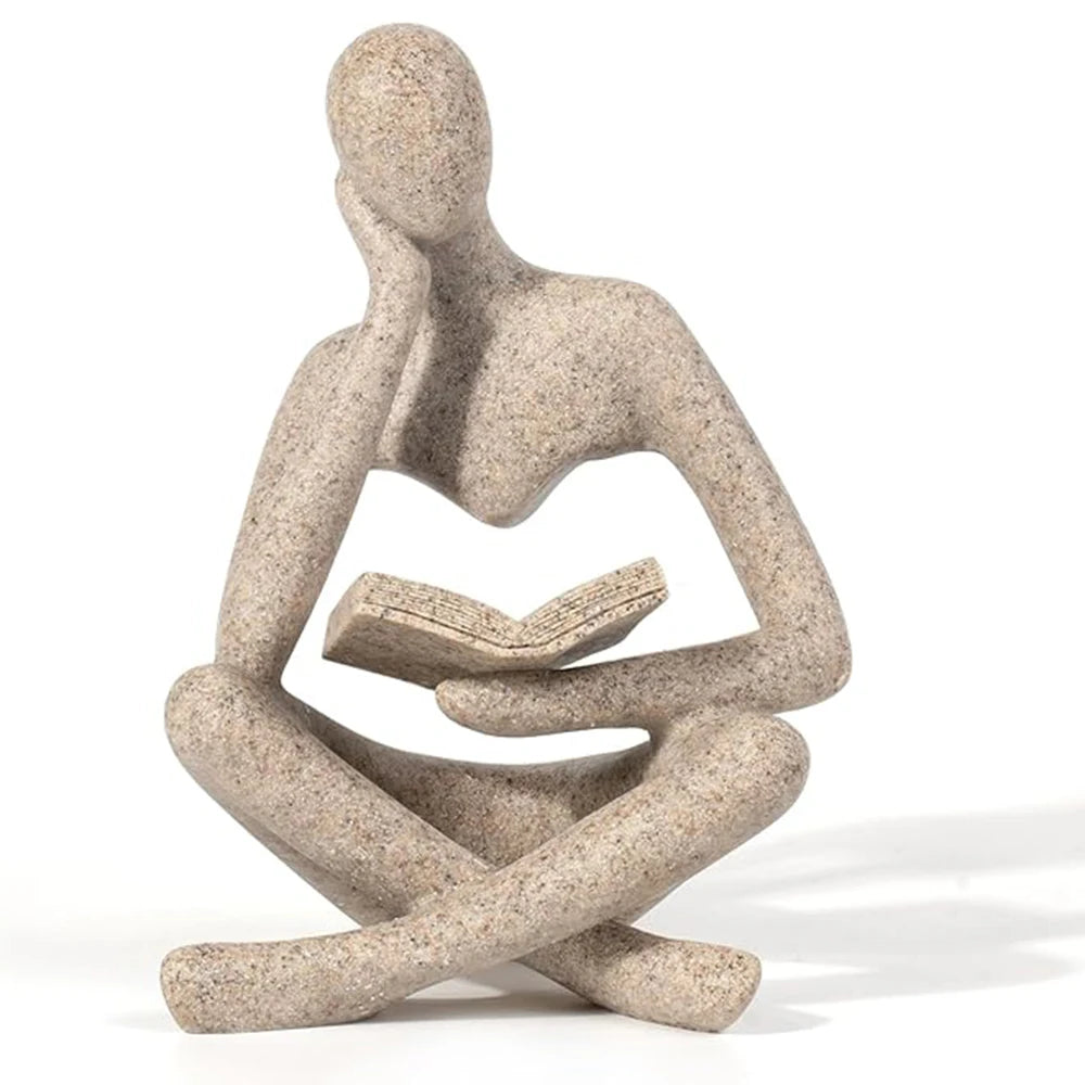 Abstract Thinker Statue, Modern Sculpture for Shelf Decor