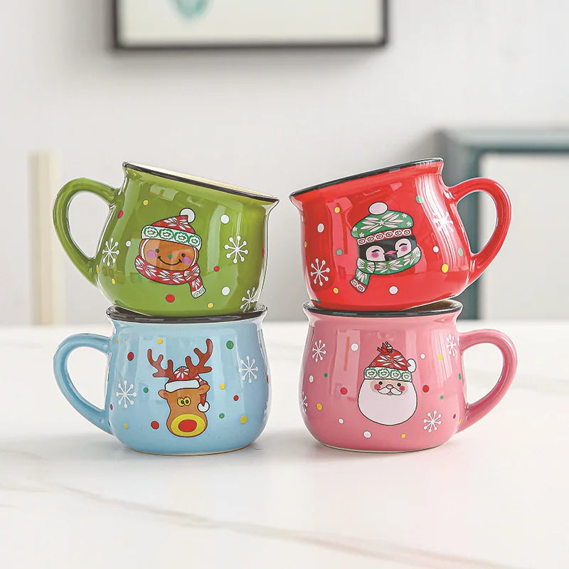 Christmas ceramic mugs, set of 4