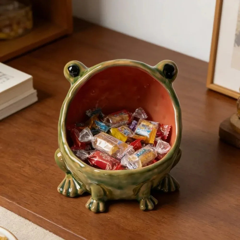 Frog Ceramic Bowl, Catchall Dish for Keys & Candy