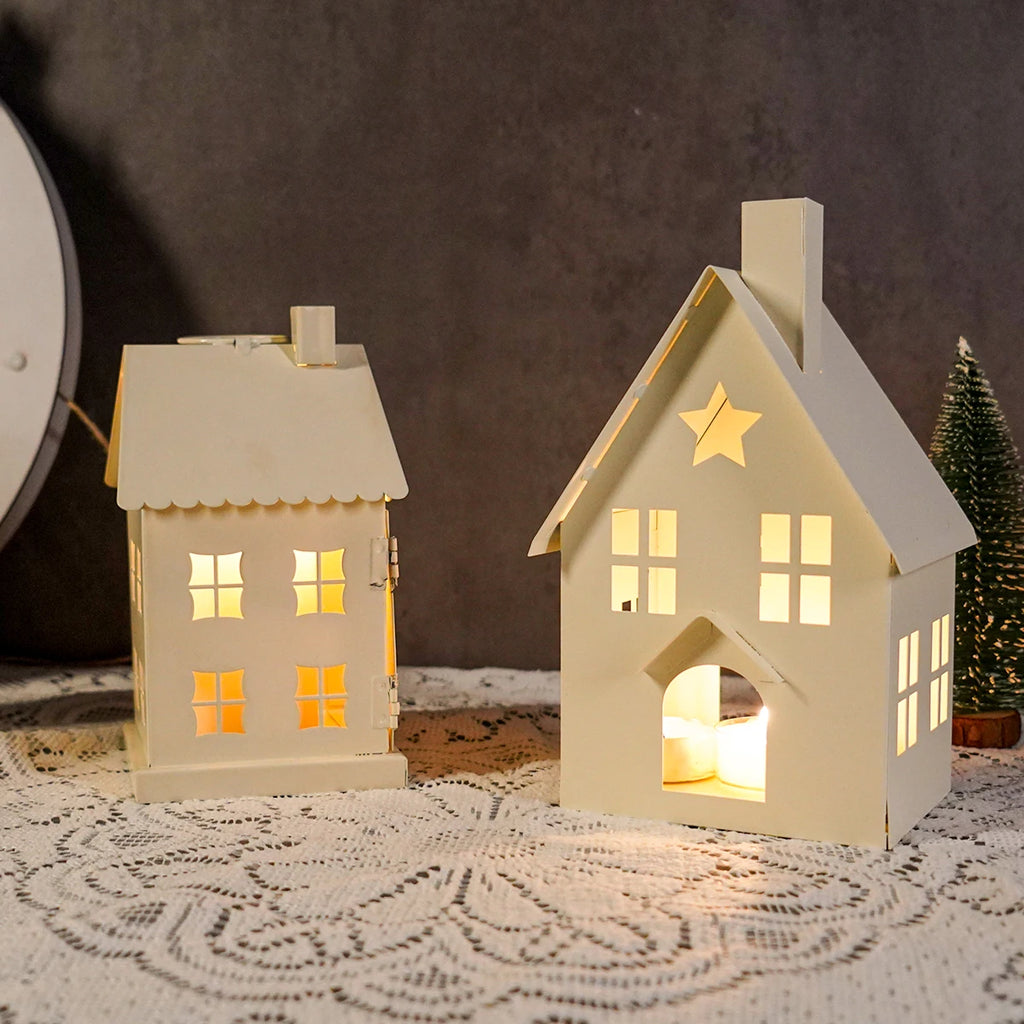 Metal Cottage Candle Holder, Tealight House Lantern