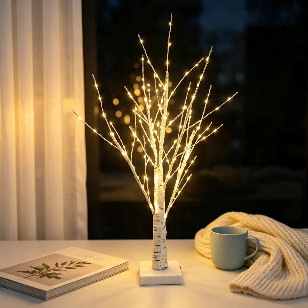 Lighted Birch Tree, 144 LED Warm White Tabletop Tree Light