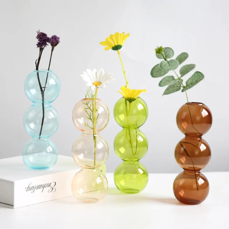 Bubble Glass Vase, Stacked Sphere Bud Vase