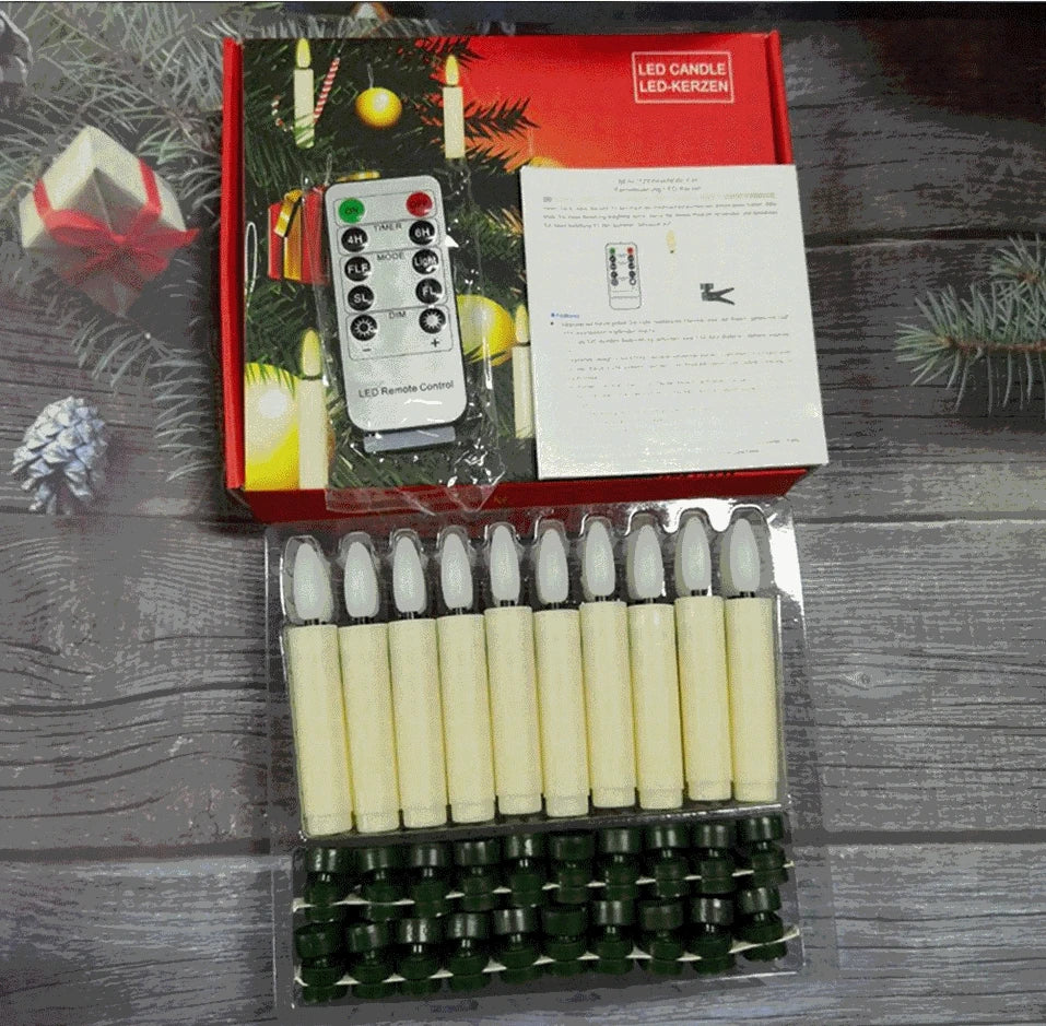 Clip-On Christmas Tree Candles, LED Taper Candles with Remote (10 Pack)