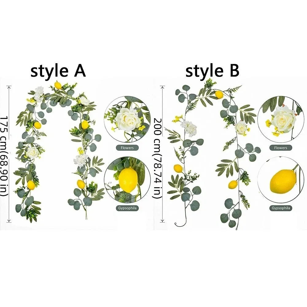 Lemon & Eucalyptus Garland, Faux Greenery Vine