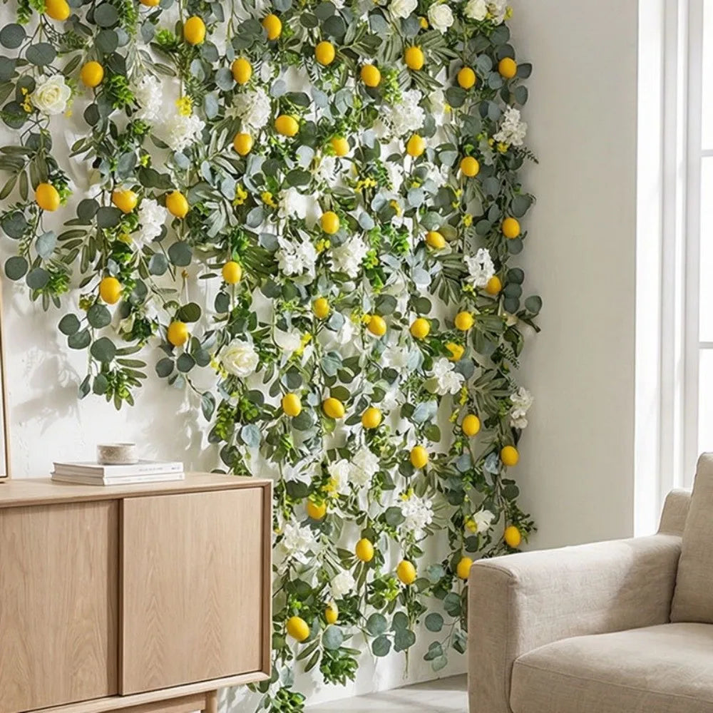 Lemon & Eucalyptus Garland, Faux Greenery Vine