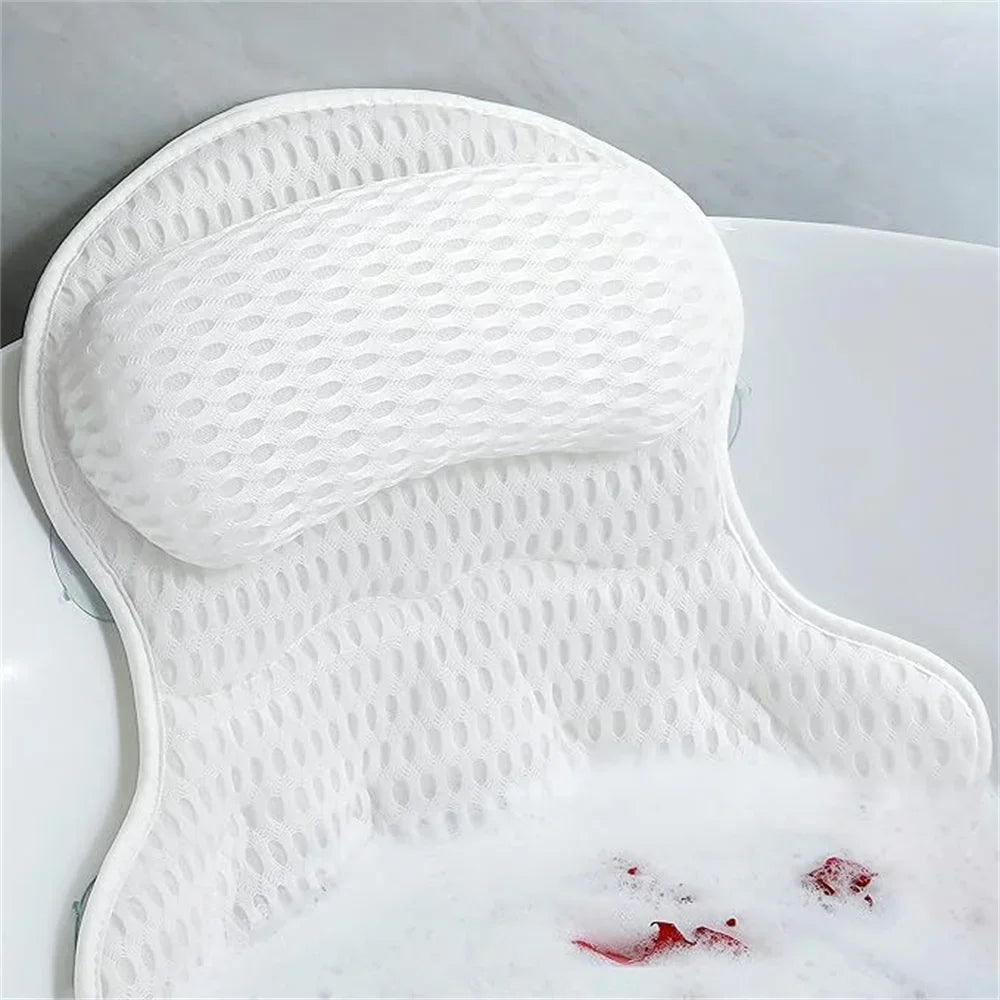Spa Bath Pillow, 4D Mesh Bathtub Headrest with Suction Cups