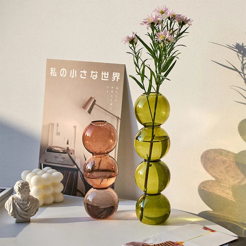 Bubble Glass Vase, Stacked Sphere Bud Vase