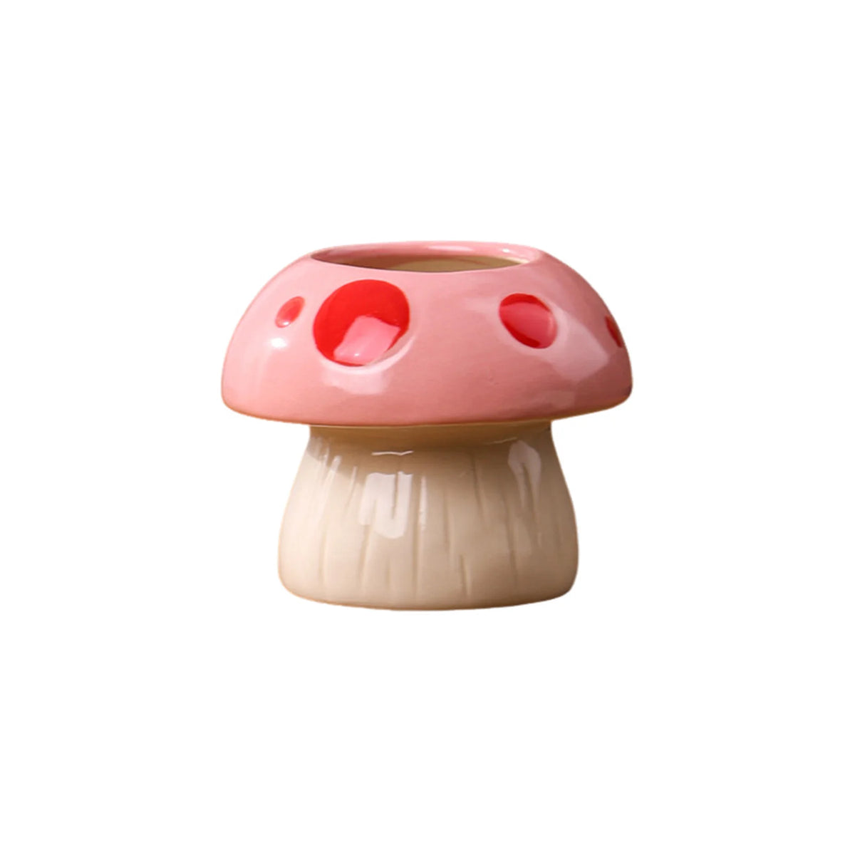 Small pink mushroom ceramic vase