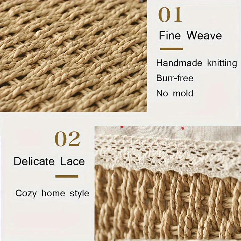 Lace Lined Rattan Storage Basket product photo 5