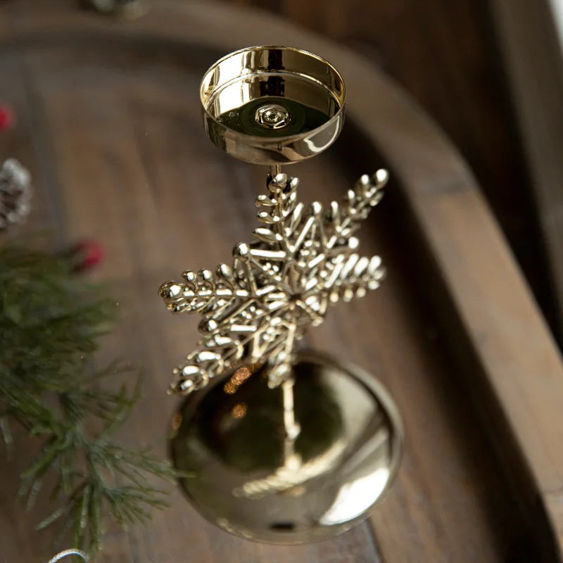Gold Christmas Candle Holder, Snowflake, Star or Tree Candlestick