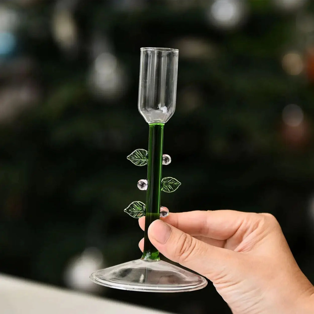 Glass Tree Candlestick, Nordic Christmas Taper Holder