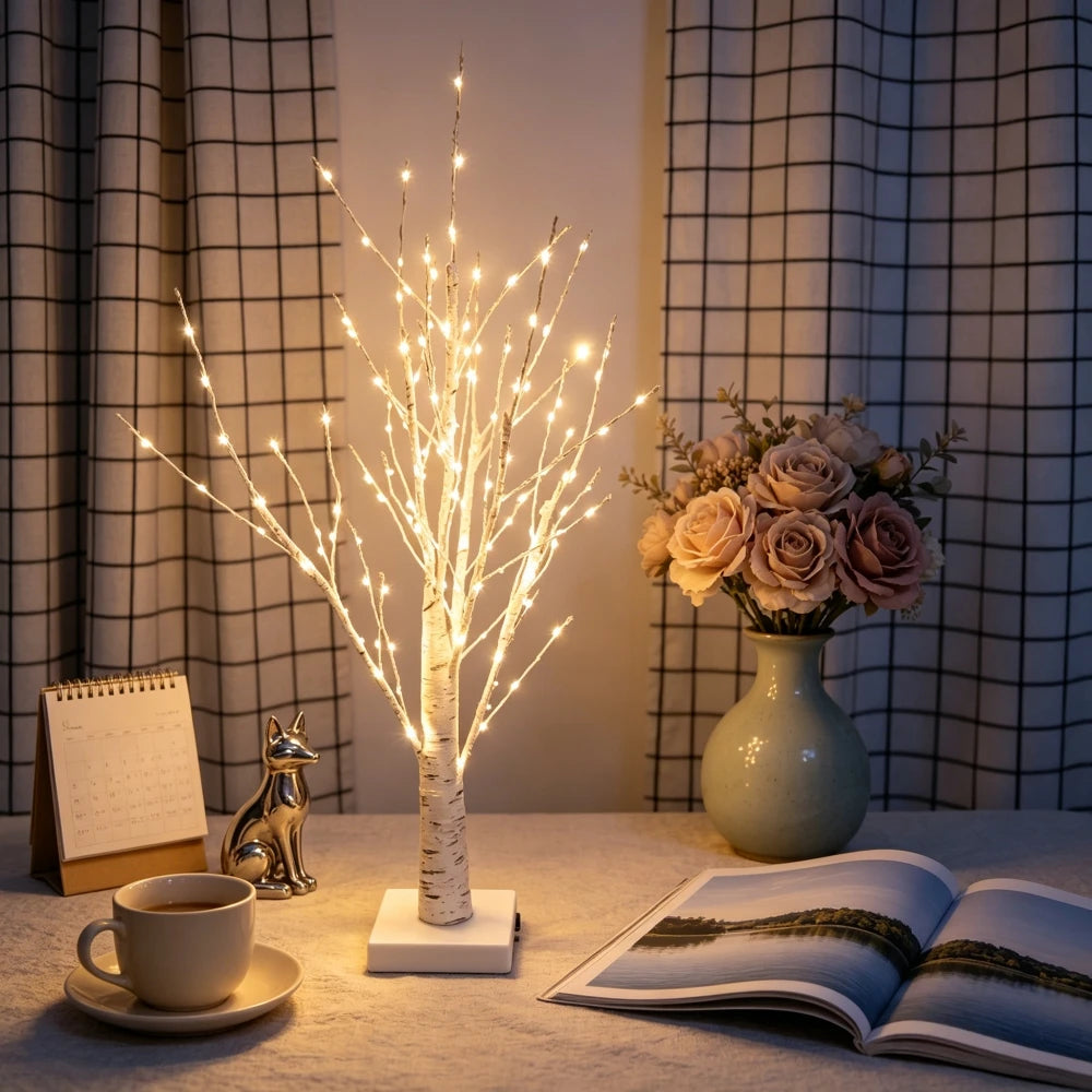 Lighted Birch Tree, 144 LED Warm White Tabletop Tree Light