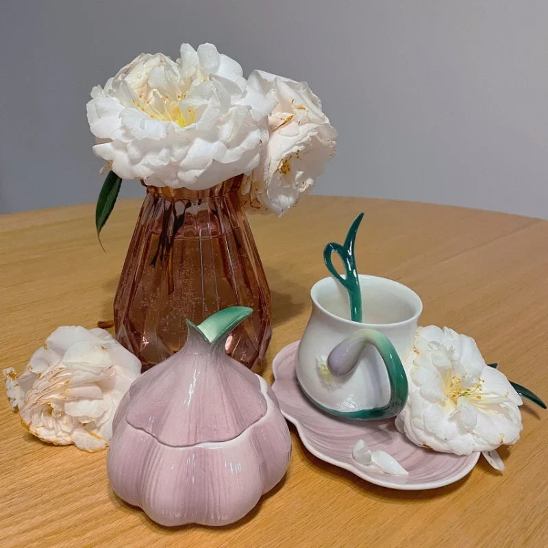 Purple Garlic Jar, Ceramic Lidded Storage Canister