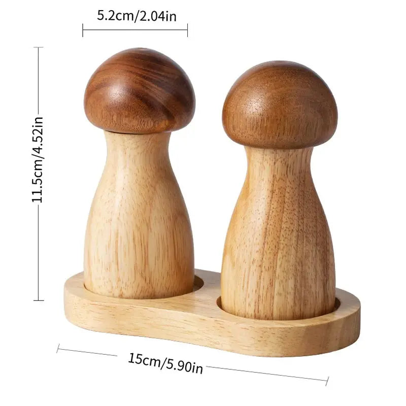 Mushroom Salt & Pepper Grinders, Wooden Spice Mills