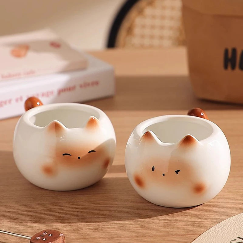Cat Coffee Cup, Cute Ceramic Kitten Mug (210ml)