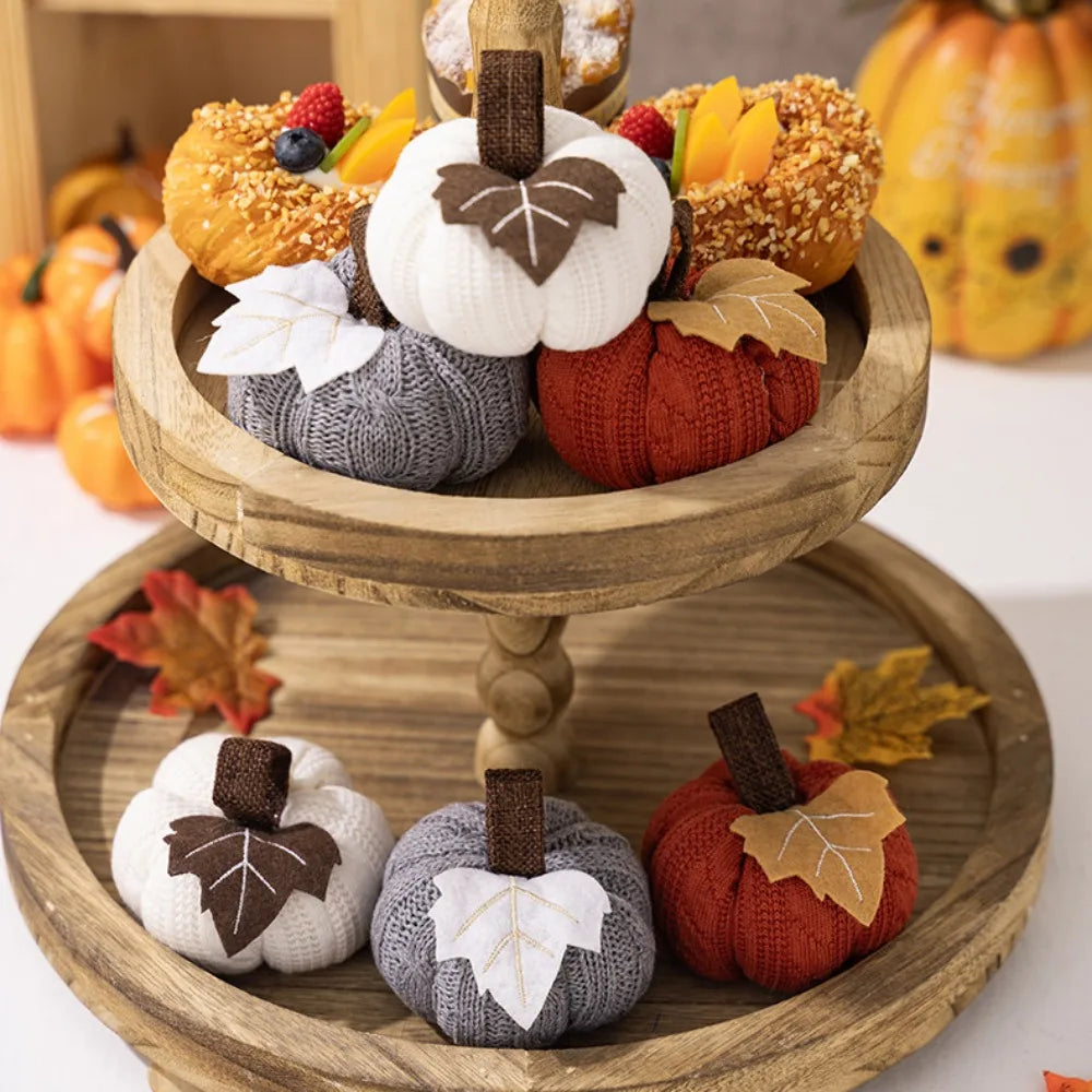 Knit Pumpkins, Cozy Fall Table Decor (Set of 3)