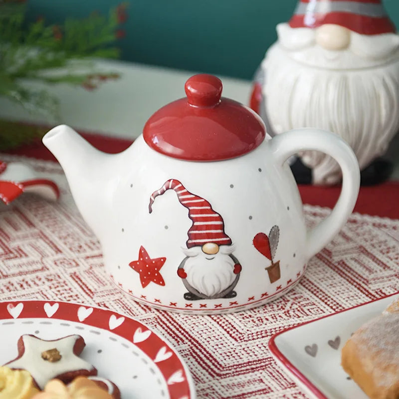 Christmas Gnome Ceramic Serveware, Plates, Teapot & Cookie Jar