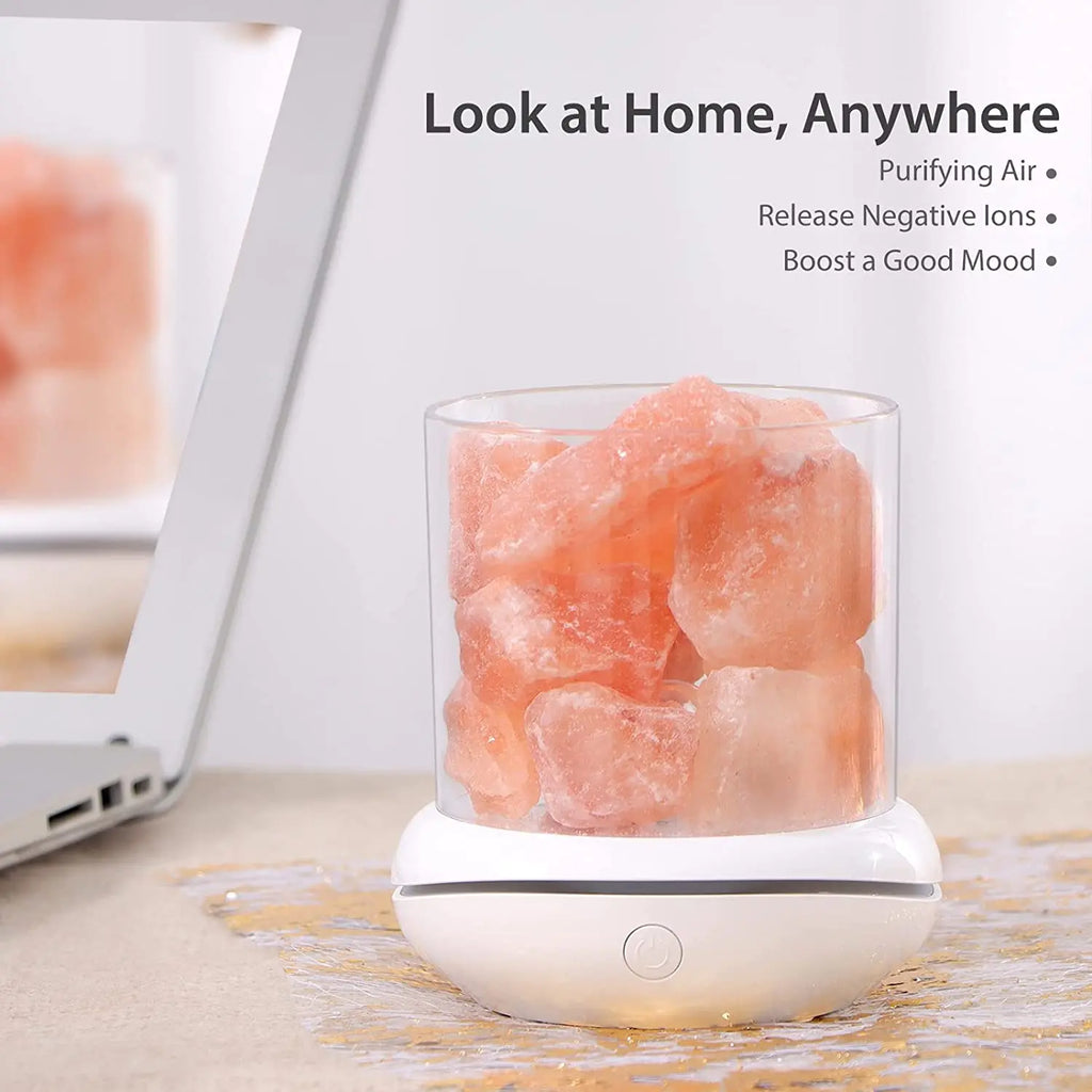 Himalayan Salt Lamp, USB Crystal Night Light with Aroma Pad