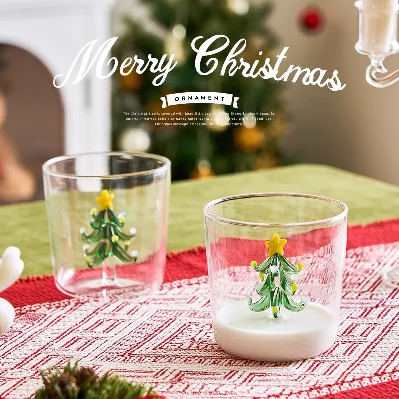 Christmas Tree Glass Cup, Heat-Resistant Mug with Glass Tree Inside