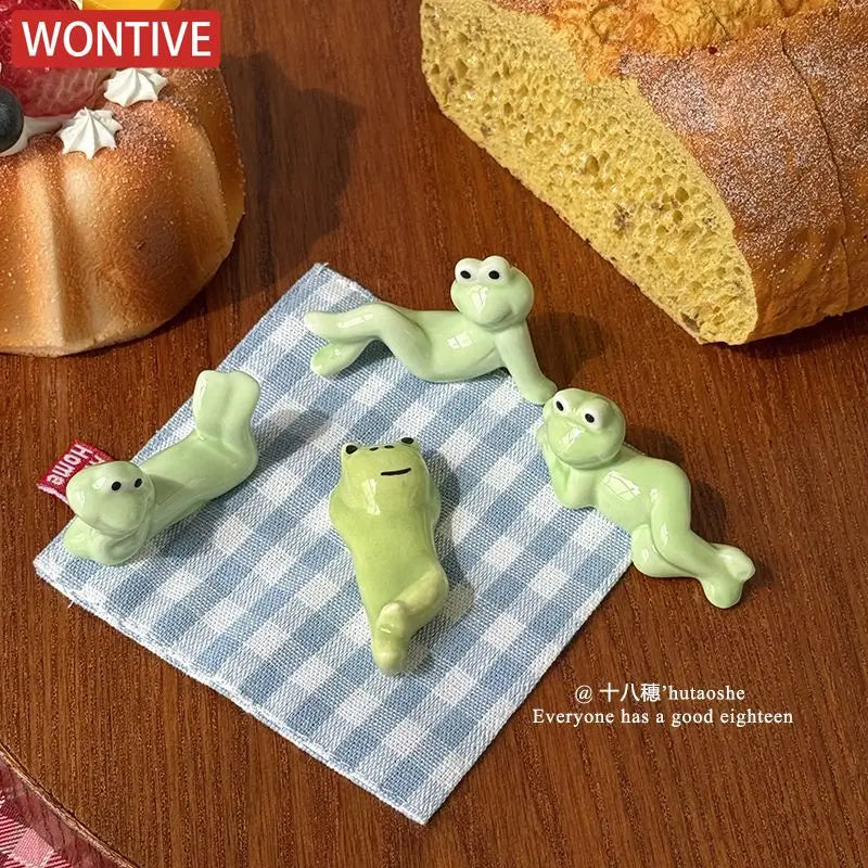 Frog Chopstick Rest, Cute Ceramic Spoon & Utensil Rest
