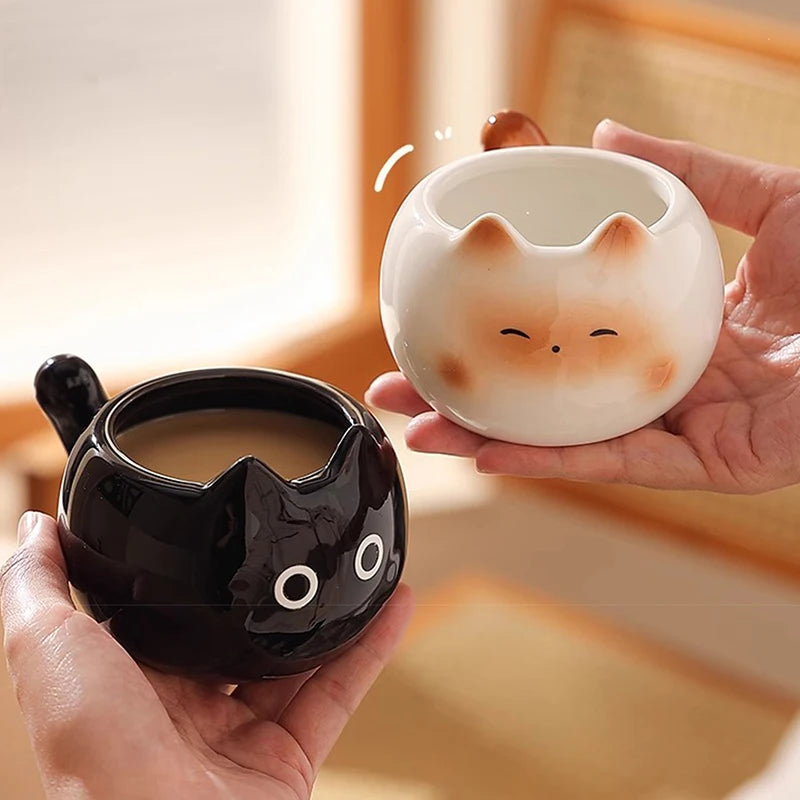 Cat Coffee Cup, Cute Ceramic Kitten Mug (210ml)