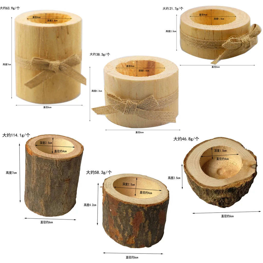Wooden Tealight Candle Holders, Rustic Set of 3